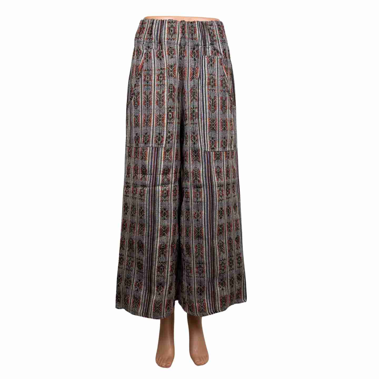 Boho Palazzo Pants with Pockets – Handmade Wide Leg Cotton Festival Pants, Unisex Hippie Trousers