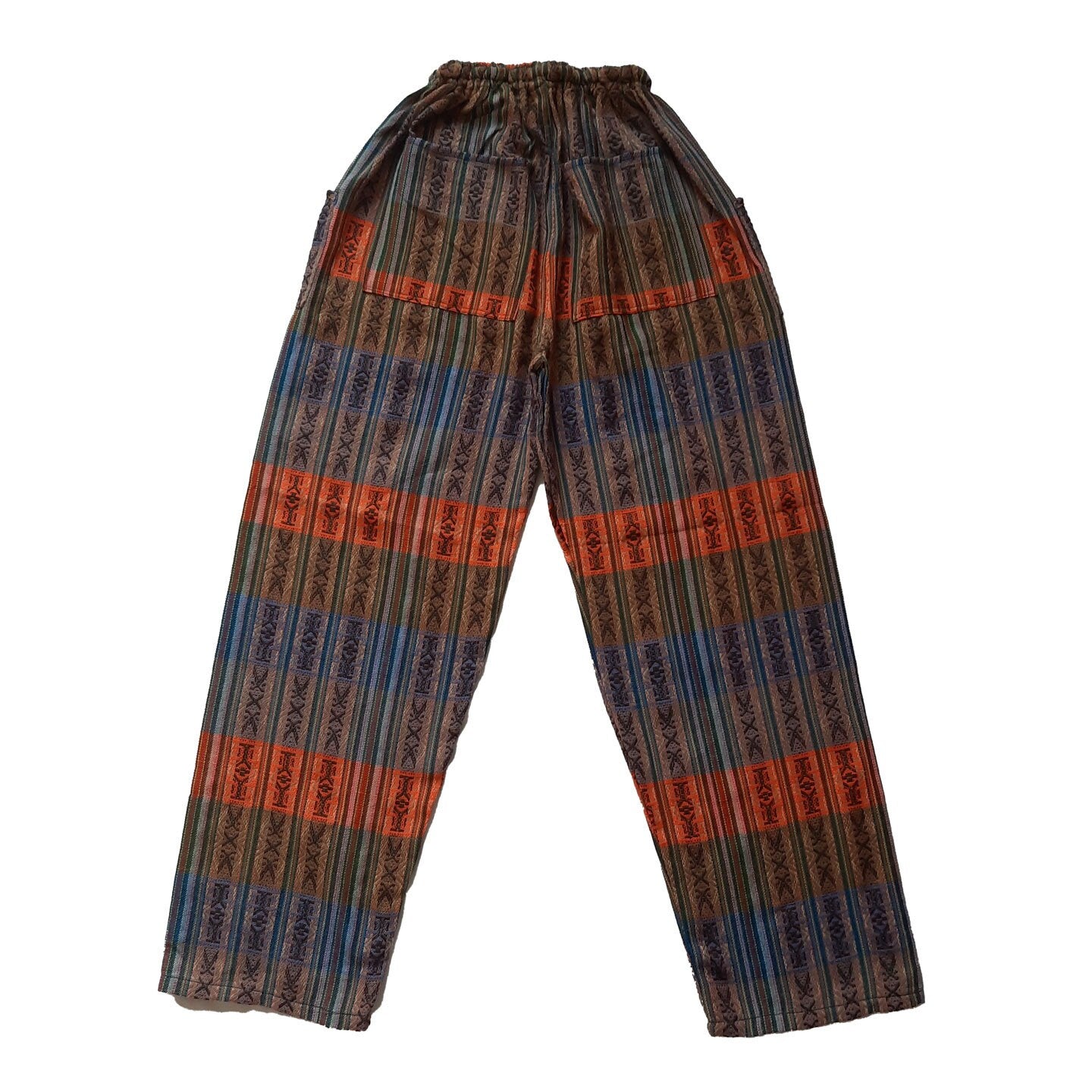 Pants Size M | Woven Mens Hippie Pants | Earthy Orange Womens Pants with 4 Pockets | Loungewear | Father's Day Gift