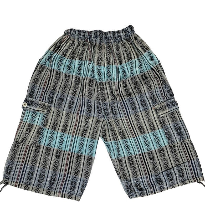 Hippie Cargo Shorts Size XL | Light Blue Gray