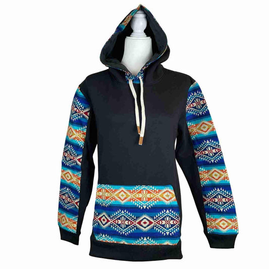 Warm Soft Mens Cotton Jacket Hoodie Size S | Navy Blue Yellow