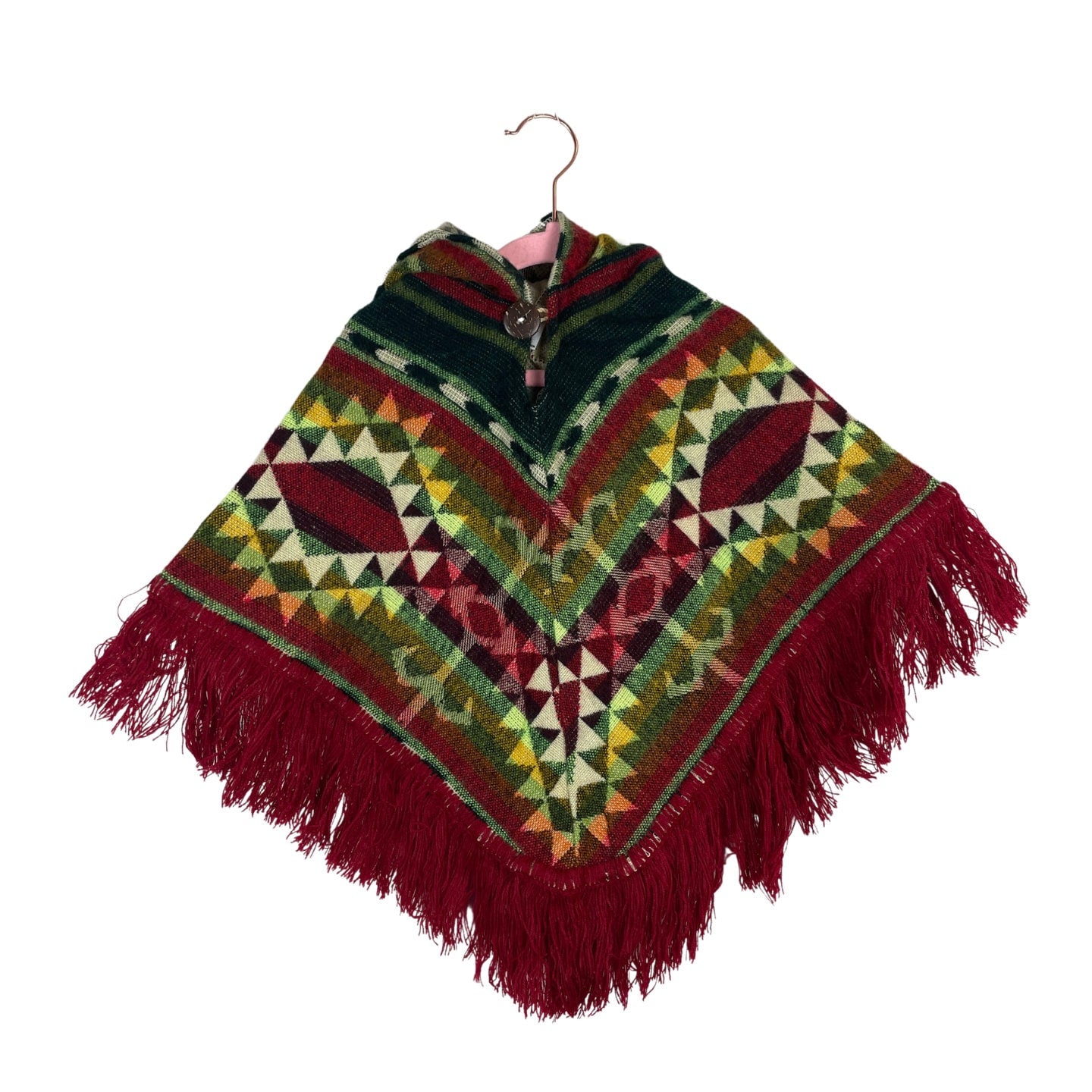 Hooded Alpaca Wool Baby Cape 0-12 months | Kids Overcoat | Green Red