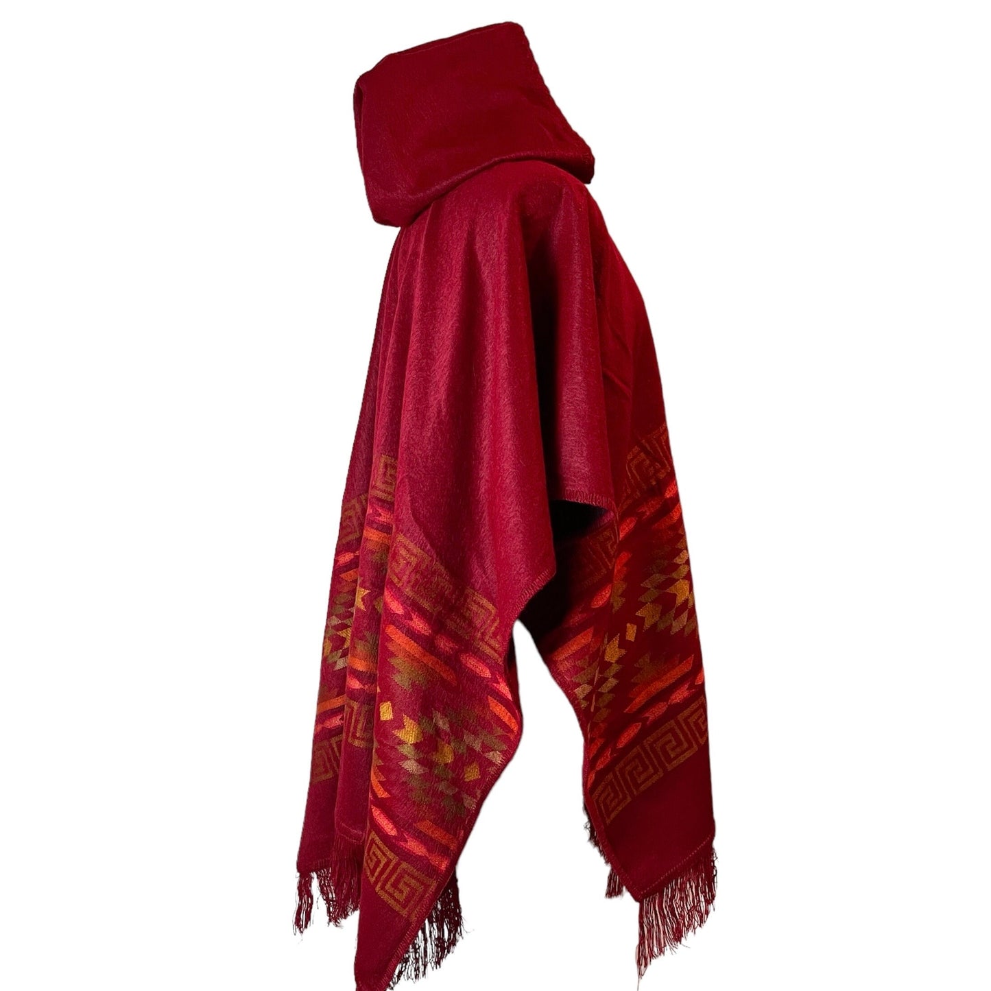 Open Hooded Alpaca Poncho | Red Bronze