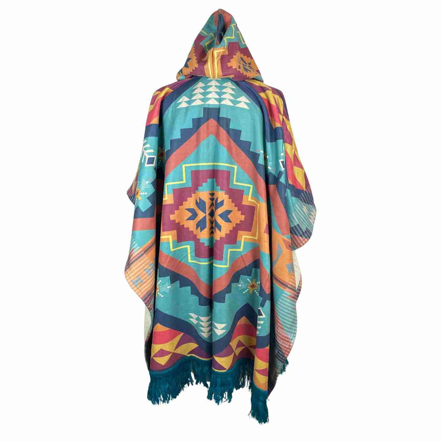 Cozy Sherpa Hooded Poncho Capri Orangeade