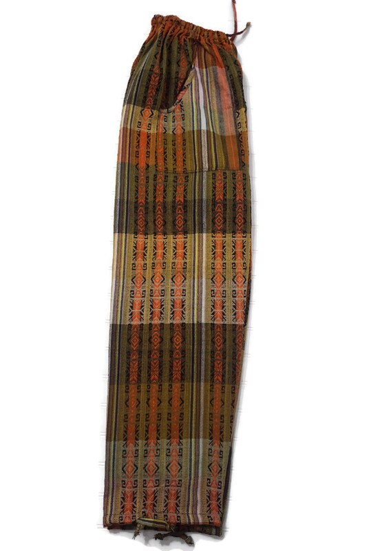 Pants Size L | Boho Womens Pants | Men Hippie Pants | Orange Mustard Black | Lounge Wear | Father's Day Gift
