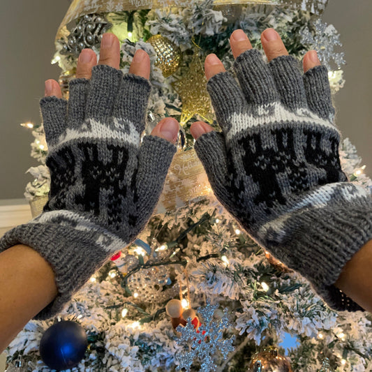 Alpaca Fingerless Gloves Size SM Neutral Colors