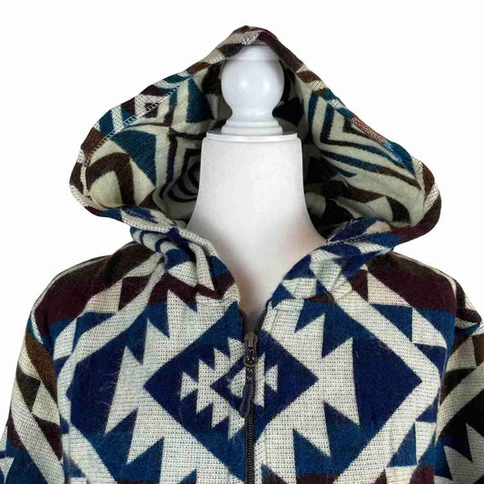 Soft Mens Alpaca Jacket Hoodie | Blue Chocolate Beige