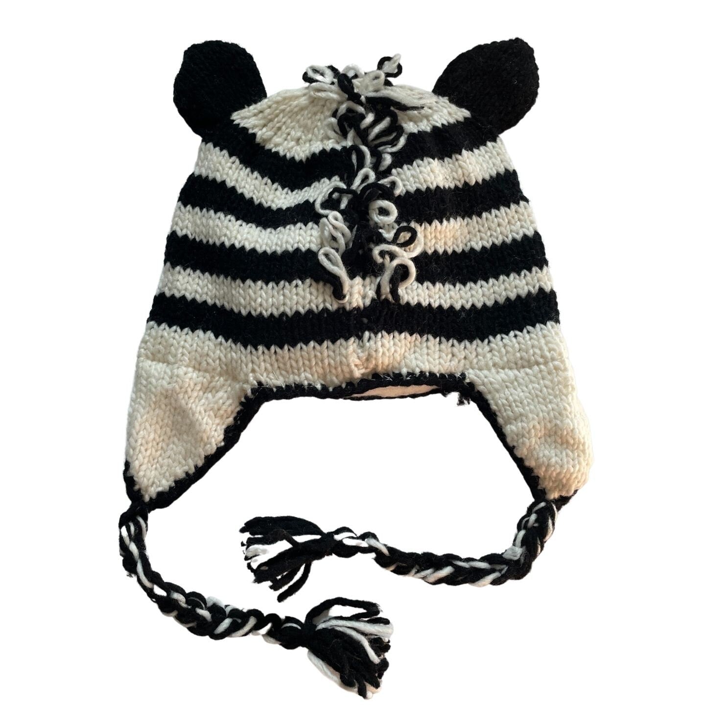 Zebra Fleece Beanie Hats for Kids