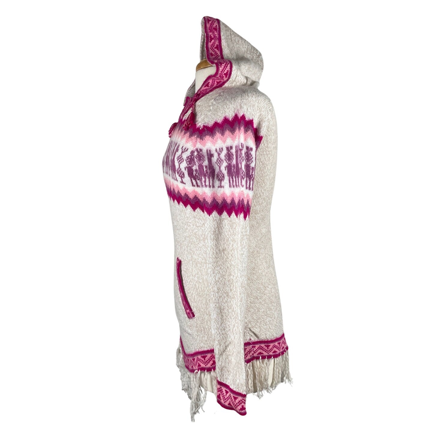 Soft Hooded Alpaca Wool Sweater |  Beige Pink