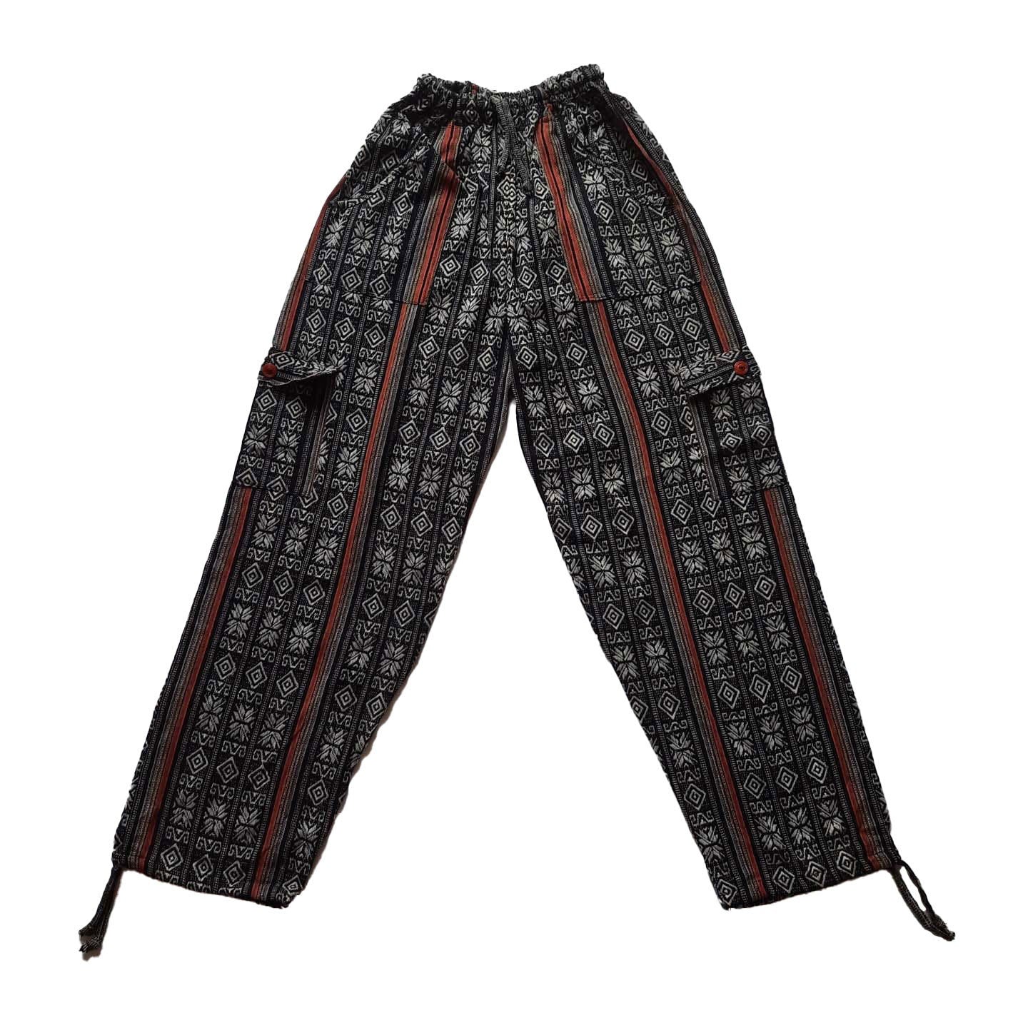 Cargo Pants Size L | Black Gray Orange