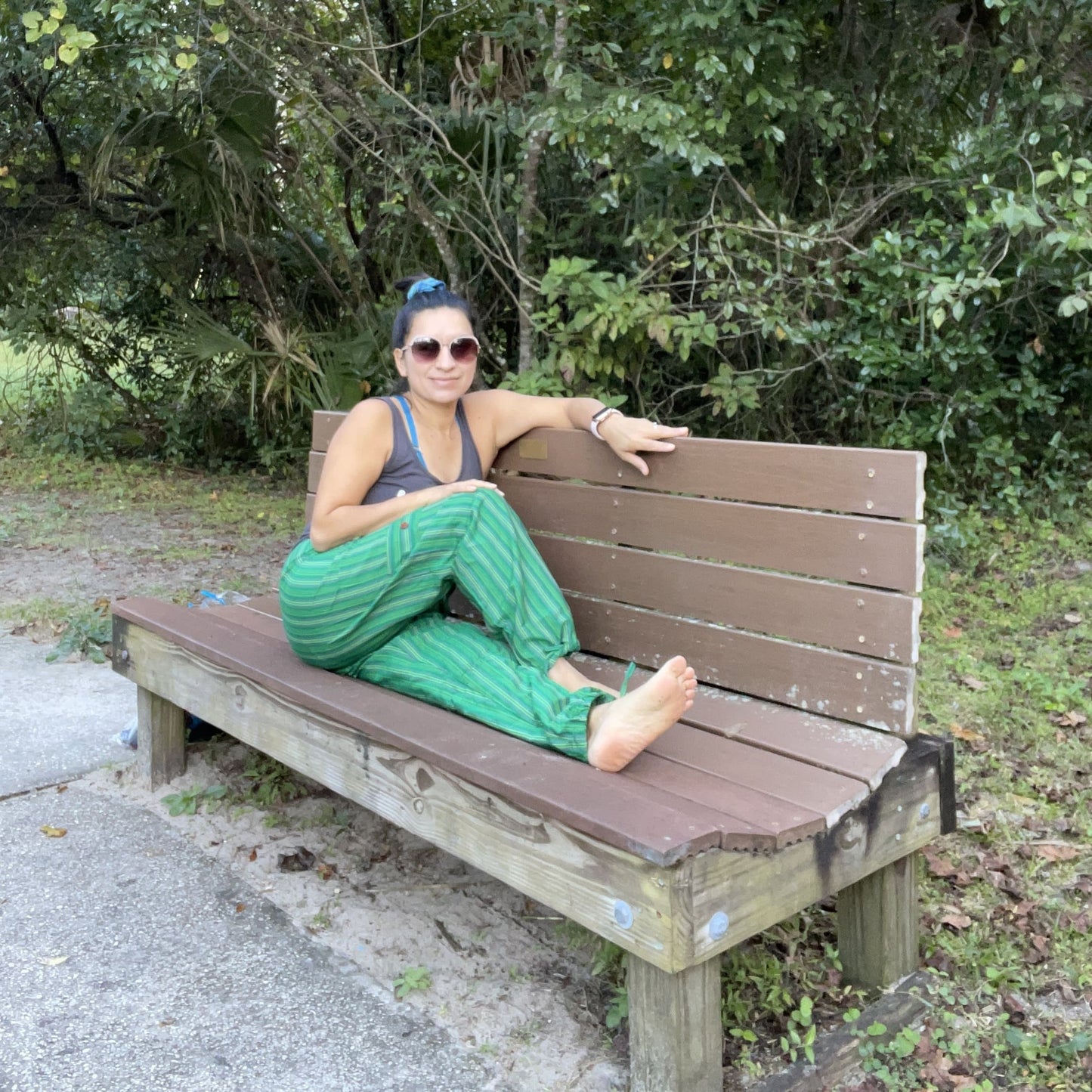 Loose Comfy Elastic Waist Pants |Loungewear Drawstring Trousers | Trendy Hippie Striped Pants | Cargo Pants | Green