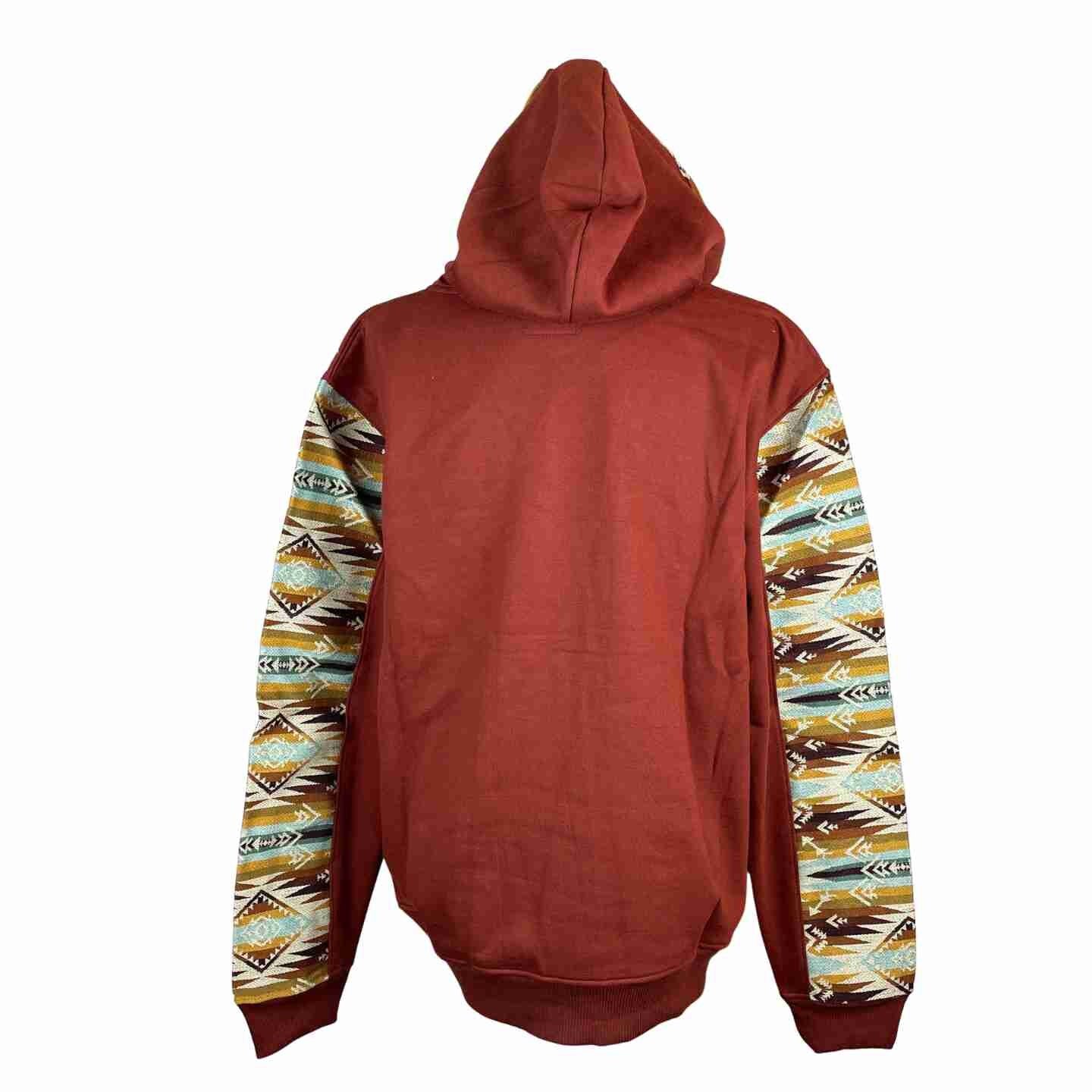 Warm Soft Mens Cotton Jacket Hoodie Size M | Burnt Orange Beige
