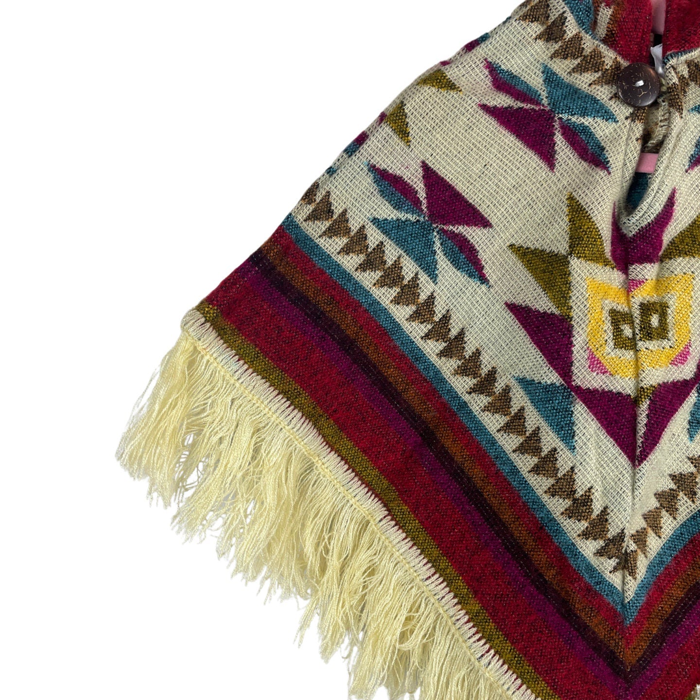 Hooded Alpaca Wool Baby Poncho 0-12 months | Kids Overcoat | Maroon Beige