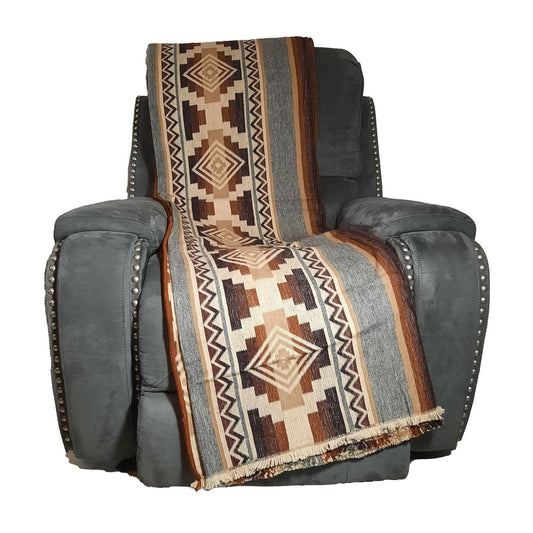 Weighted Geometric Sheep Wool Blanket | Brown Gray