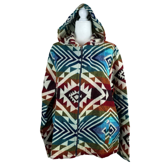 Warm Mens Alpaca Wool Jacket Hoodie | Blue Brick