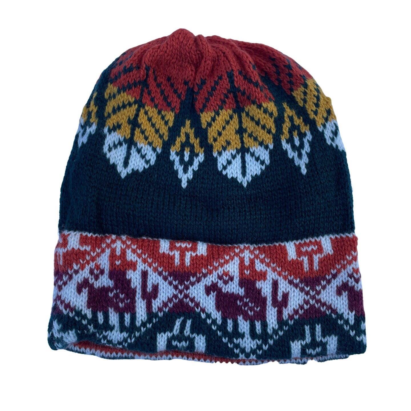 Soft Knitted Alpaca Beanie Hat | Orange Emerald