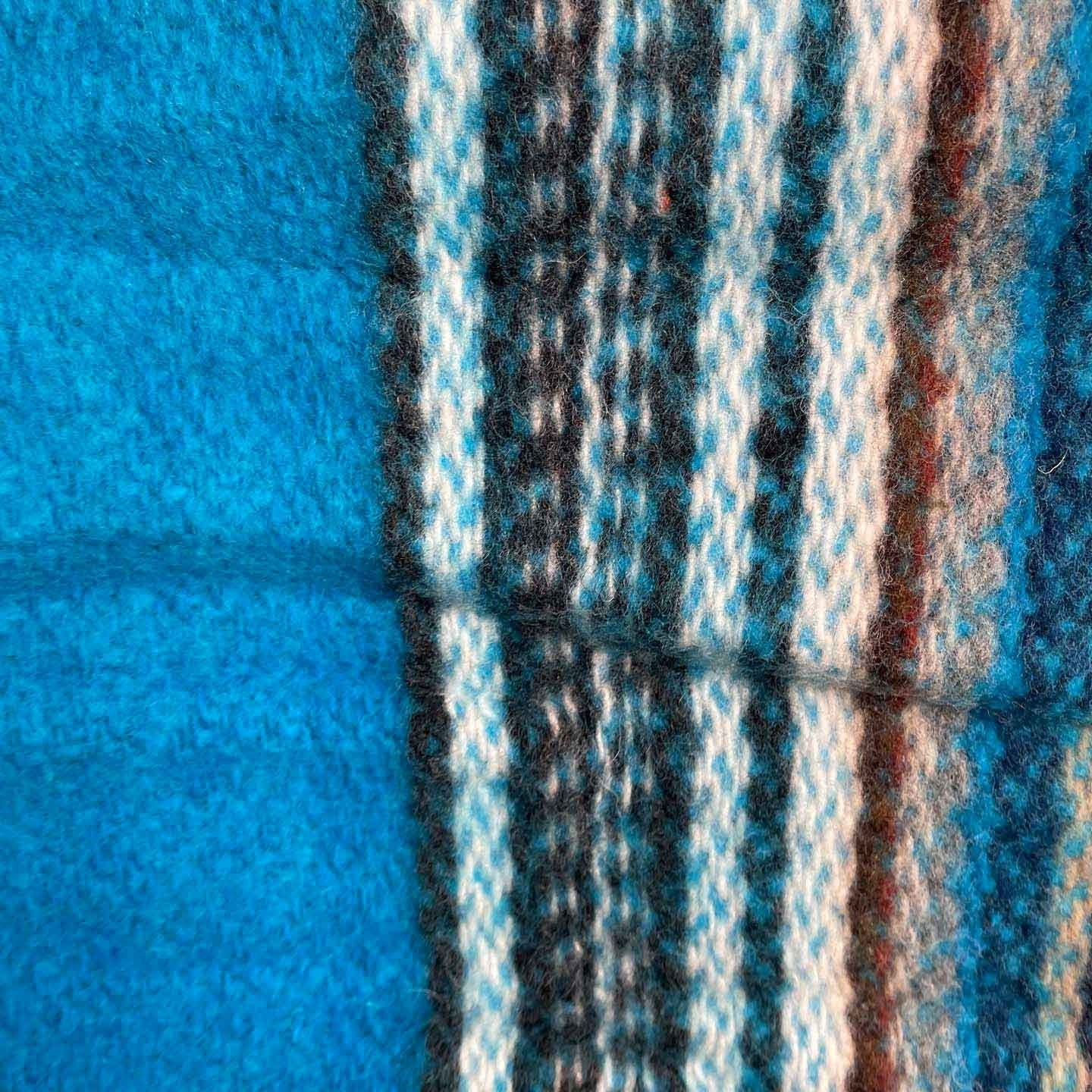 Hippie Hooded Weighted Poncho | Turquoise White