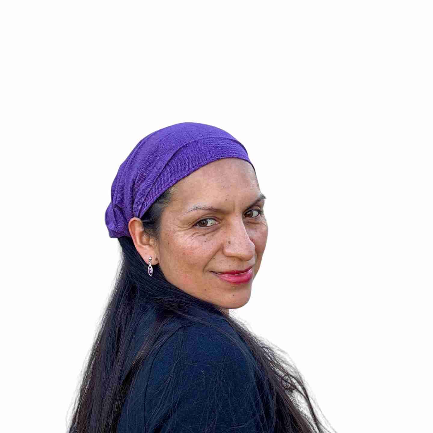 Stretchy Wide Headband for Women and Men, Solid Colors, Discover our soft cotton blend, adjustable, and elastic wide headband. Perfect for sports or yoga, handmade by Ecuadorian artisans.