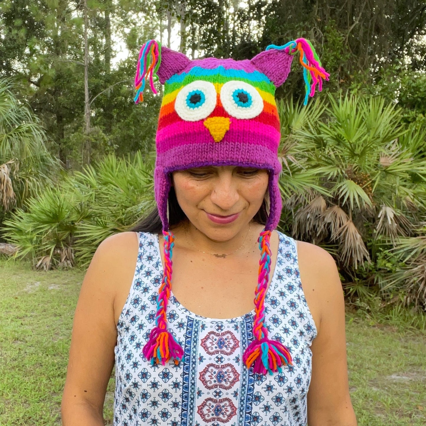 Owl Beanie Hat for Kids and Adults | Purple