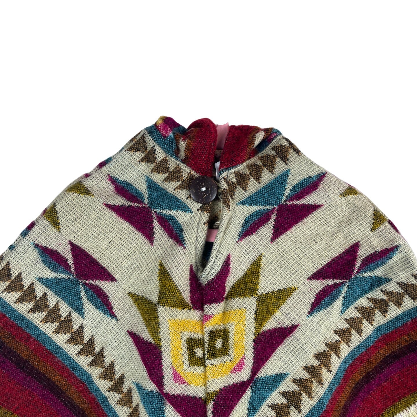 Hooded Alpaca Wool Baby Poncho 0-12 months | Kids Overcoat | Maroon Beige