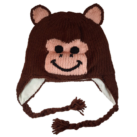 Monkey Fleece Beanie Hat for Kids