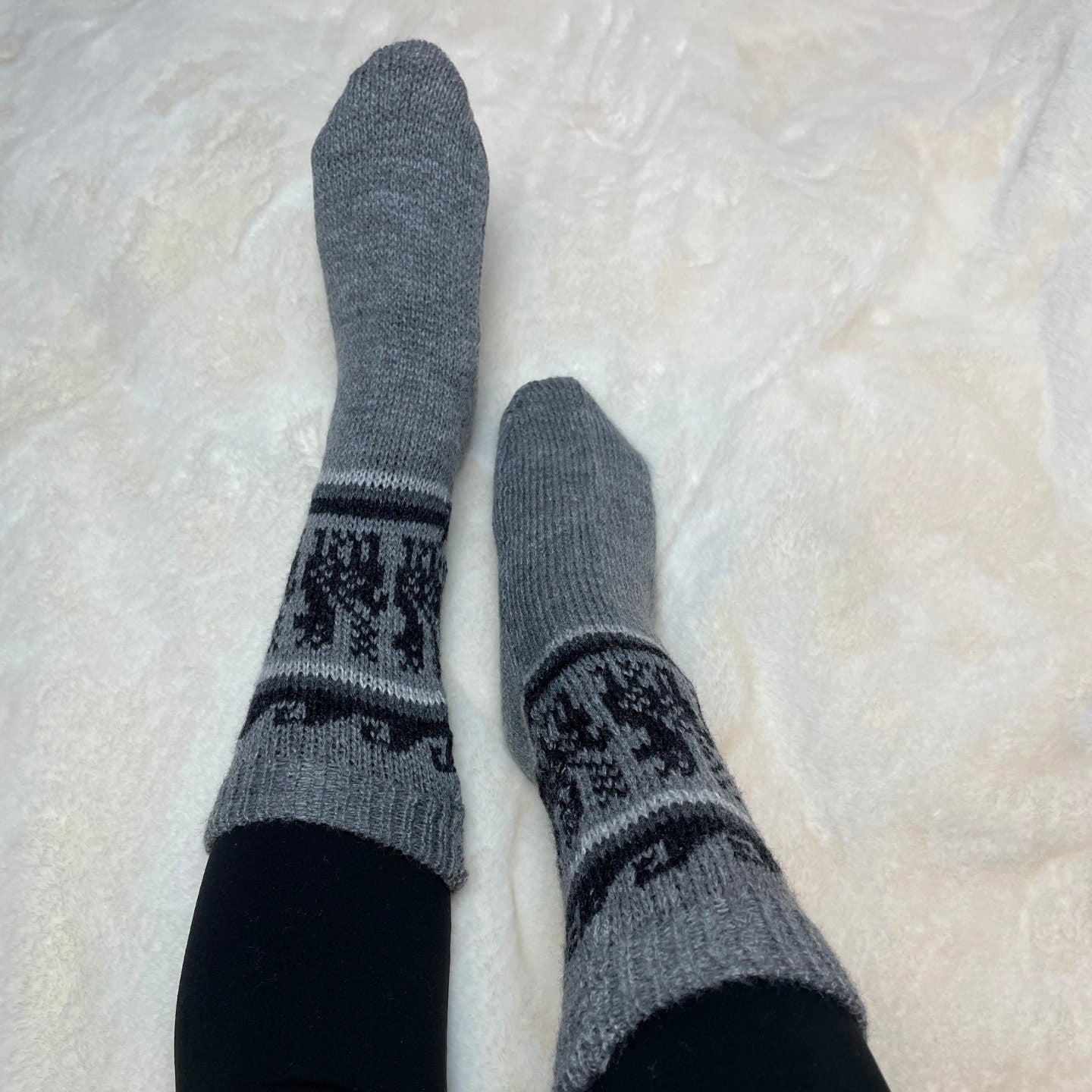 Warm Soft Winter Wool Neutral Colors Mid Calf Socks | Size 9-10 US Adult Socks