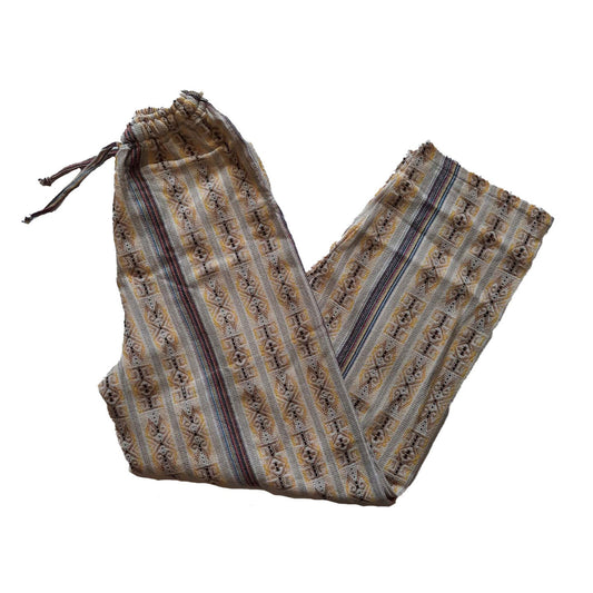Pants Size M | Hippie Pants | Loungewear Womens Pants | Comfy Clothes | Mens Pants with Hidden Pockets | Beige Yellow | Father's Day Gift
