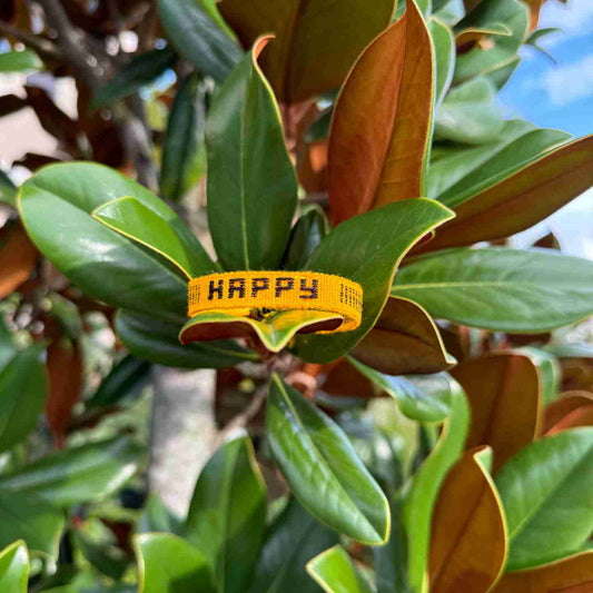HAPPY Affirmation Bracelet – Handmade Symbol of Joy & Positivity | Say It, Wear It, Believe It Collection