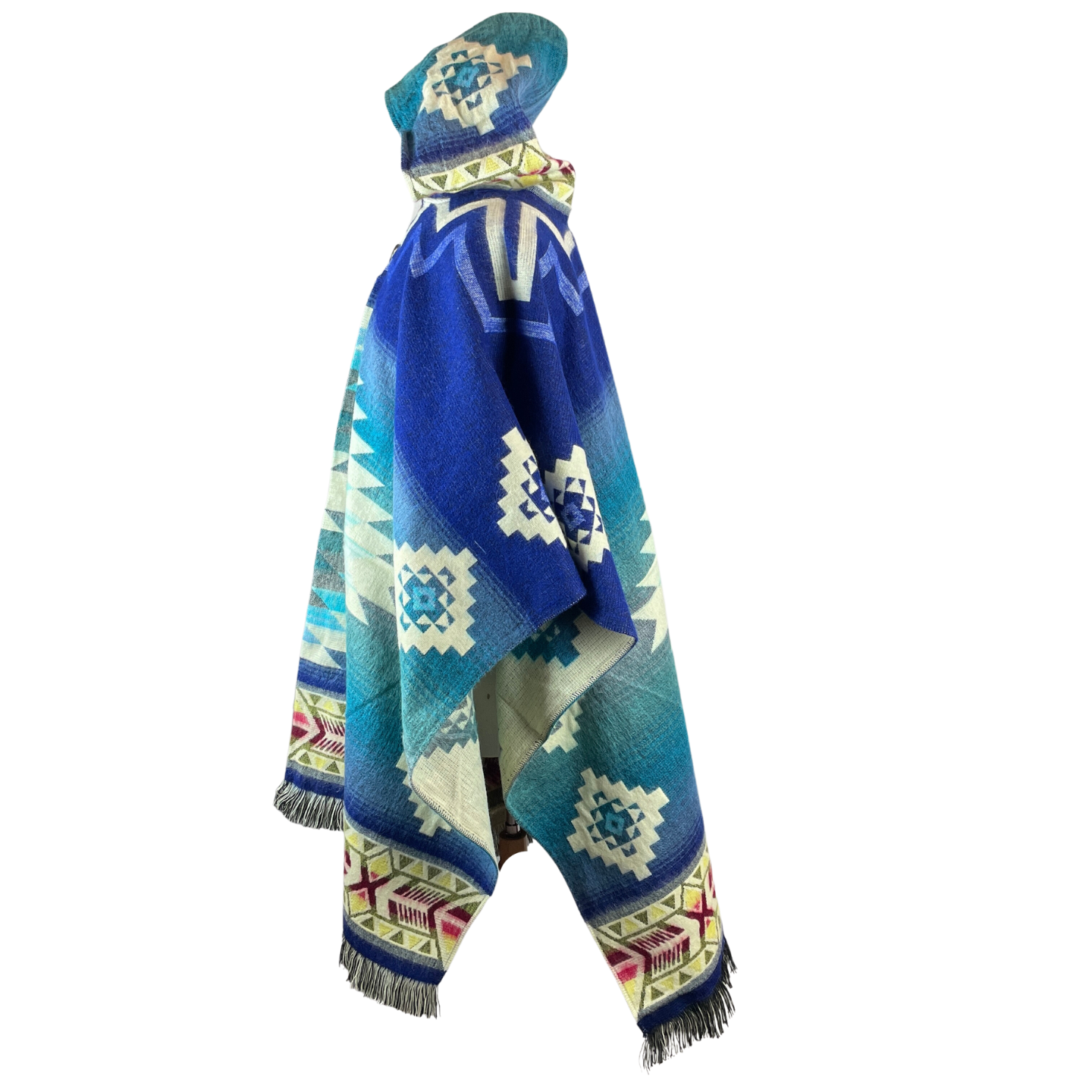 Blue Sky Beige Hooded Alpaca Poncho