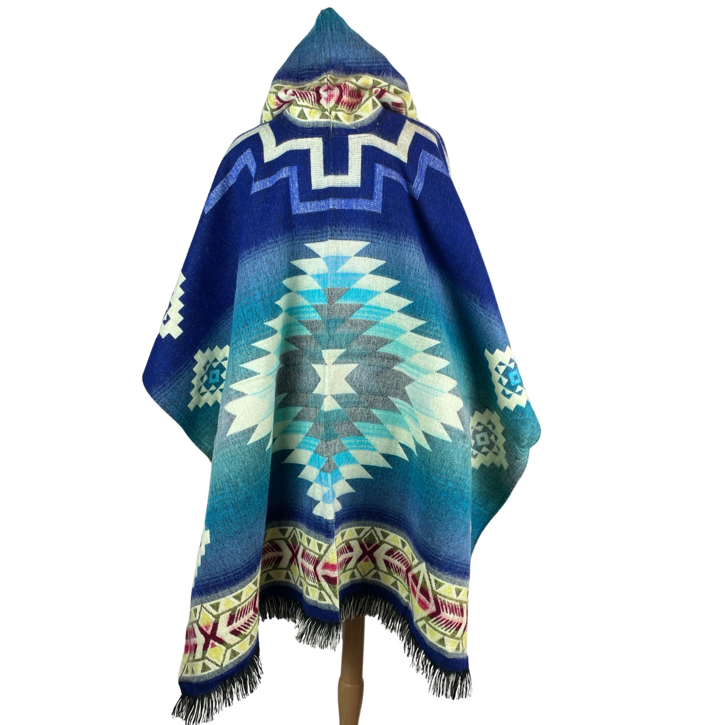 Blue Sky Beige Hooded Alpaca Poncho