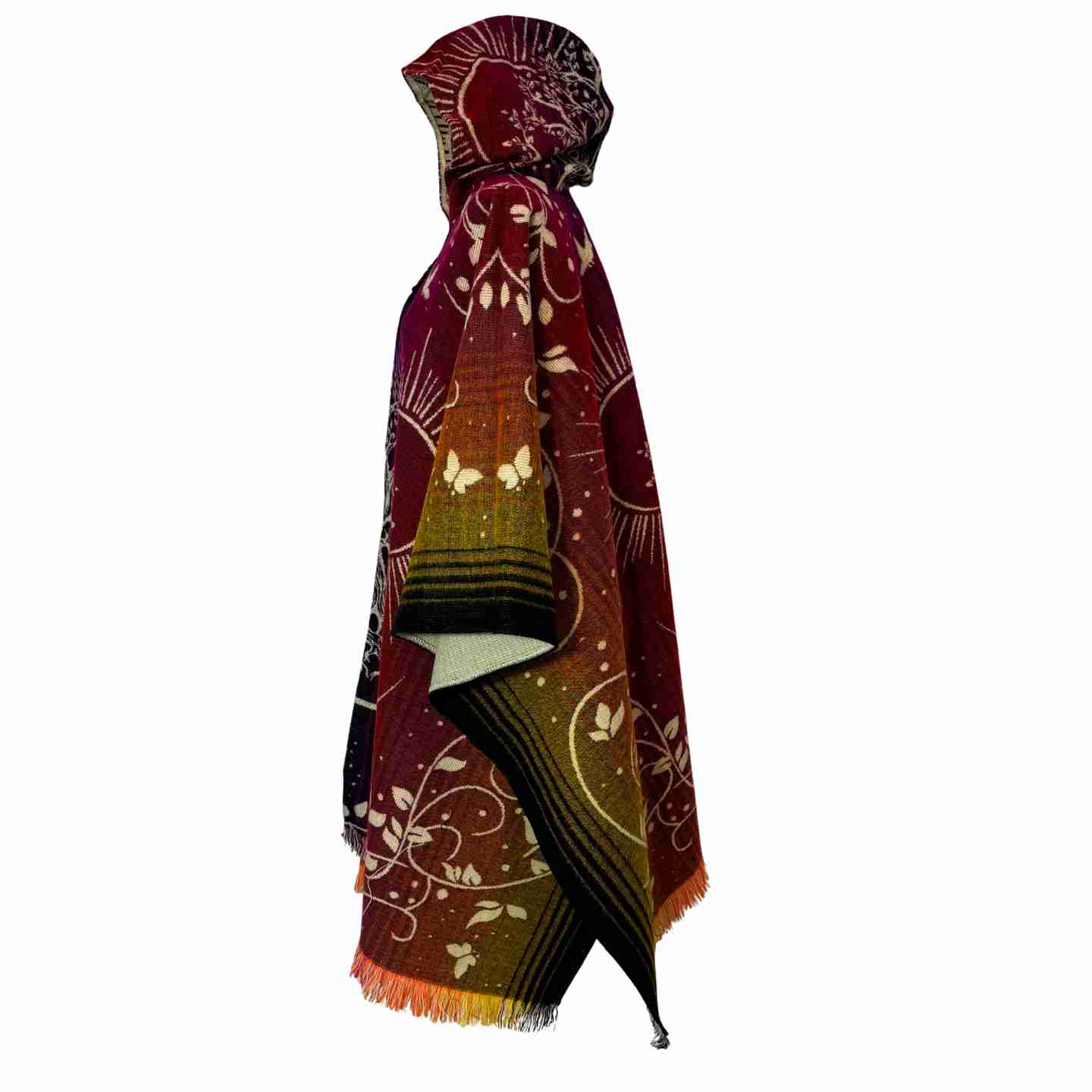Mystic Forest Poncho Tree of Life Hooded Poncho Boho Festival Wear Handmade Artisan Cape