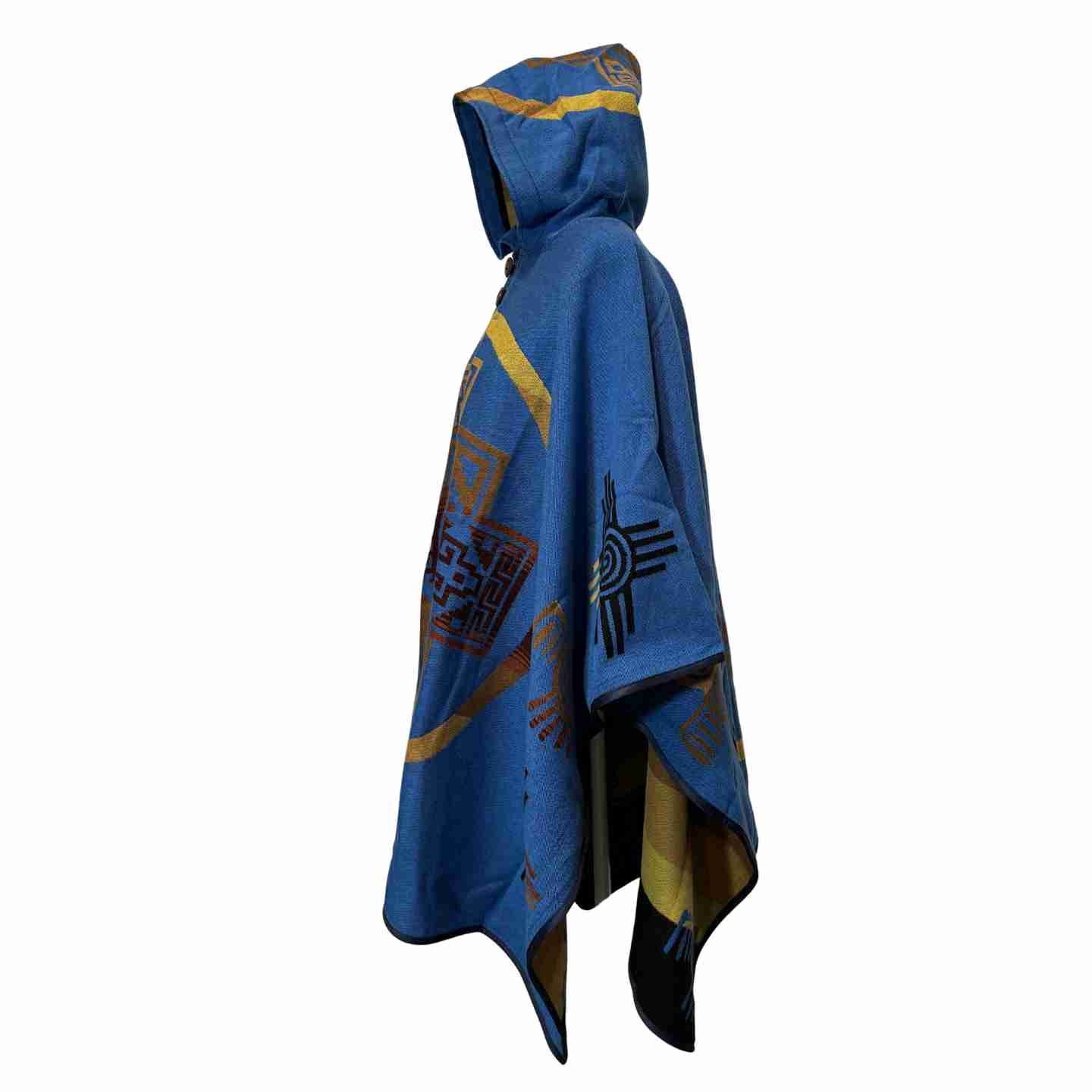 Sunstone Aura Electric Blue Hooded Alpaca-Blend Poncho