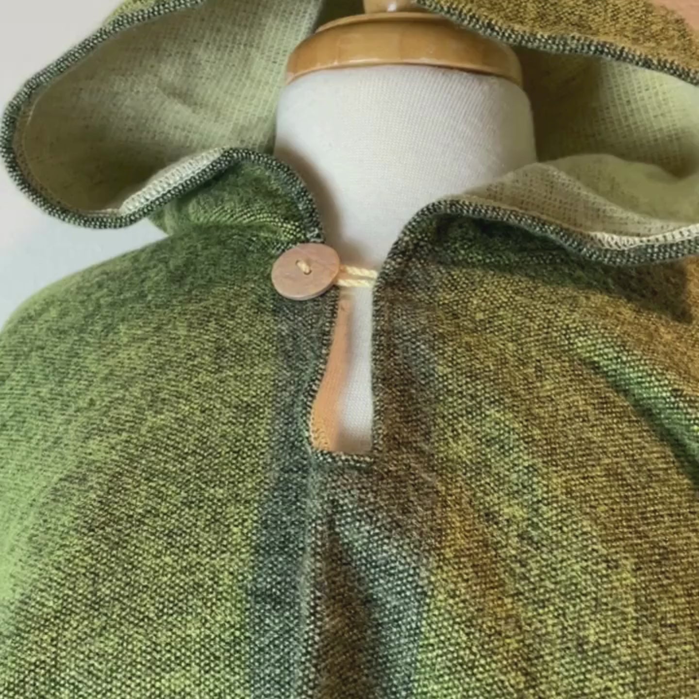 Unisex Alpaca Wool Poncho Hoodie Green - Brown - Blue
