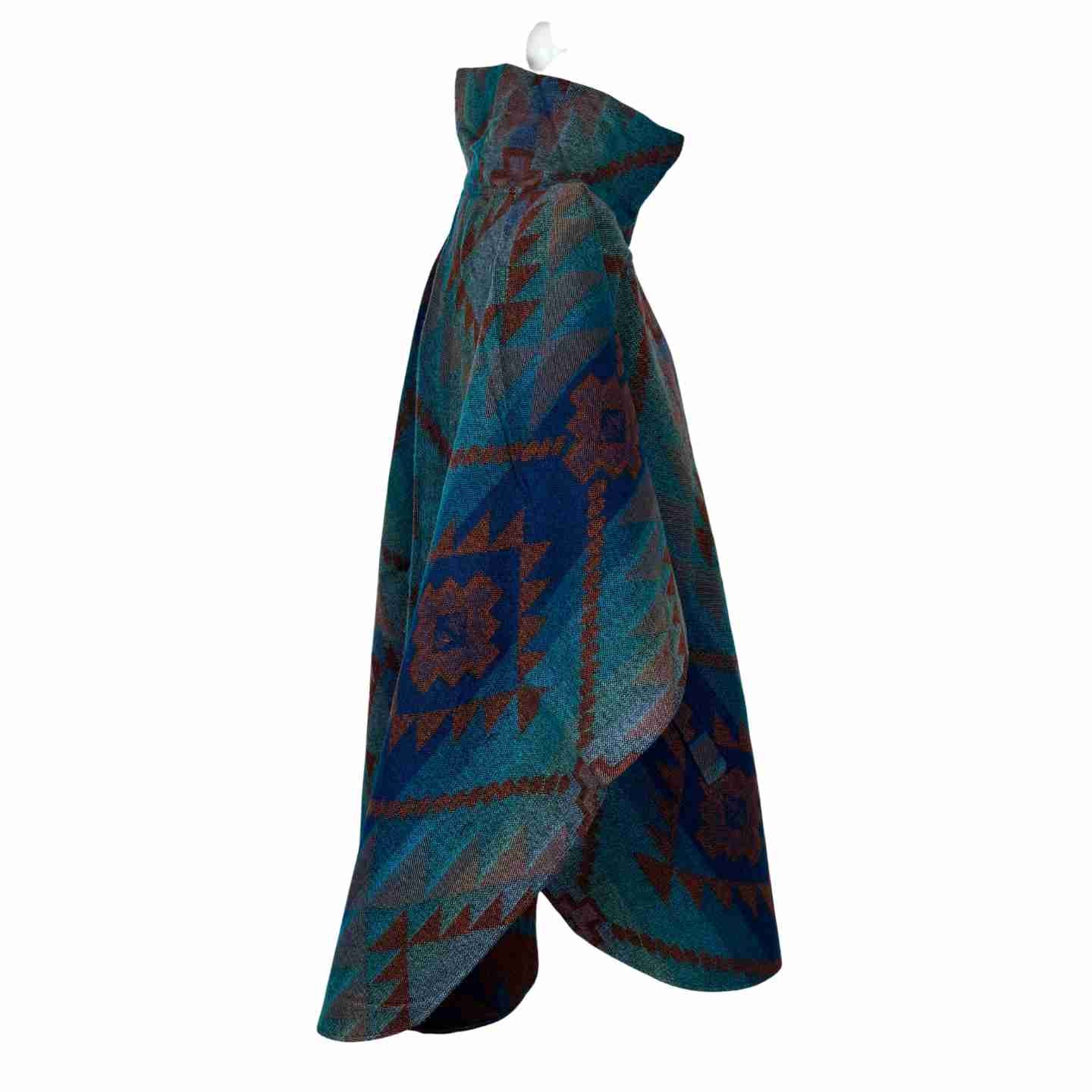 Blue Cooper Turtleneck Warm Poncho Cape with Two Pockets