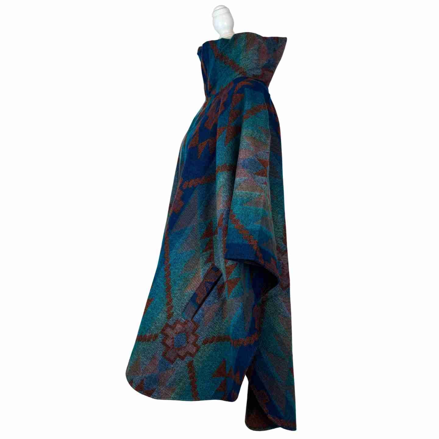 Blue Cooper Turtleneck Warm Poncho Cape with Two Pockets