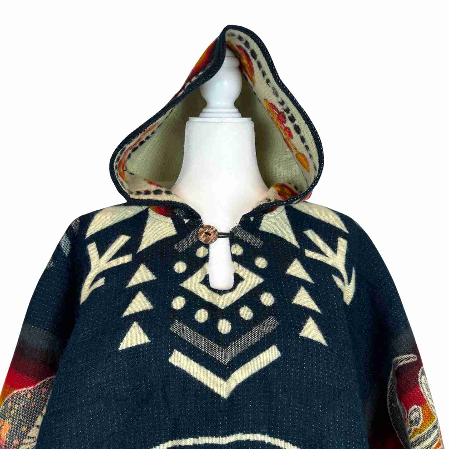 Mushrooms & Moon Phases Alpaca Poncho Hoodie | Black - Purple - Teal - Navy