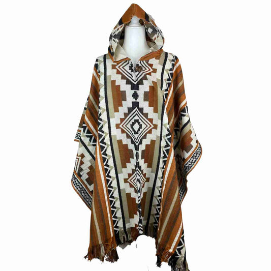 Andean Artistry: Embracing Tradition with Handmade Hooded Ponchos