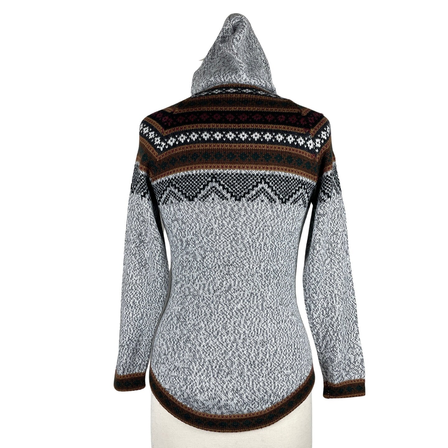 Soft Hooded Alpaca Sweater | Gray Brown Wine
