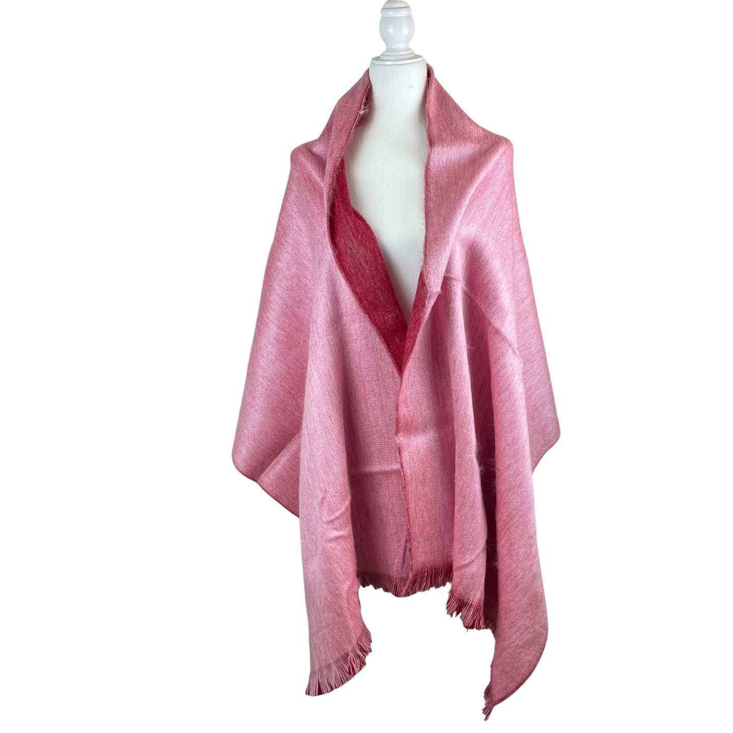 Reversible Chunky Extra Large Shawl | Bridal Cover Up Red Light Pink
