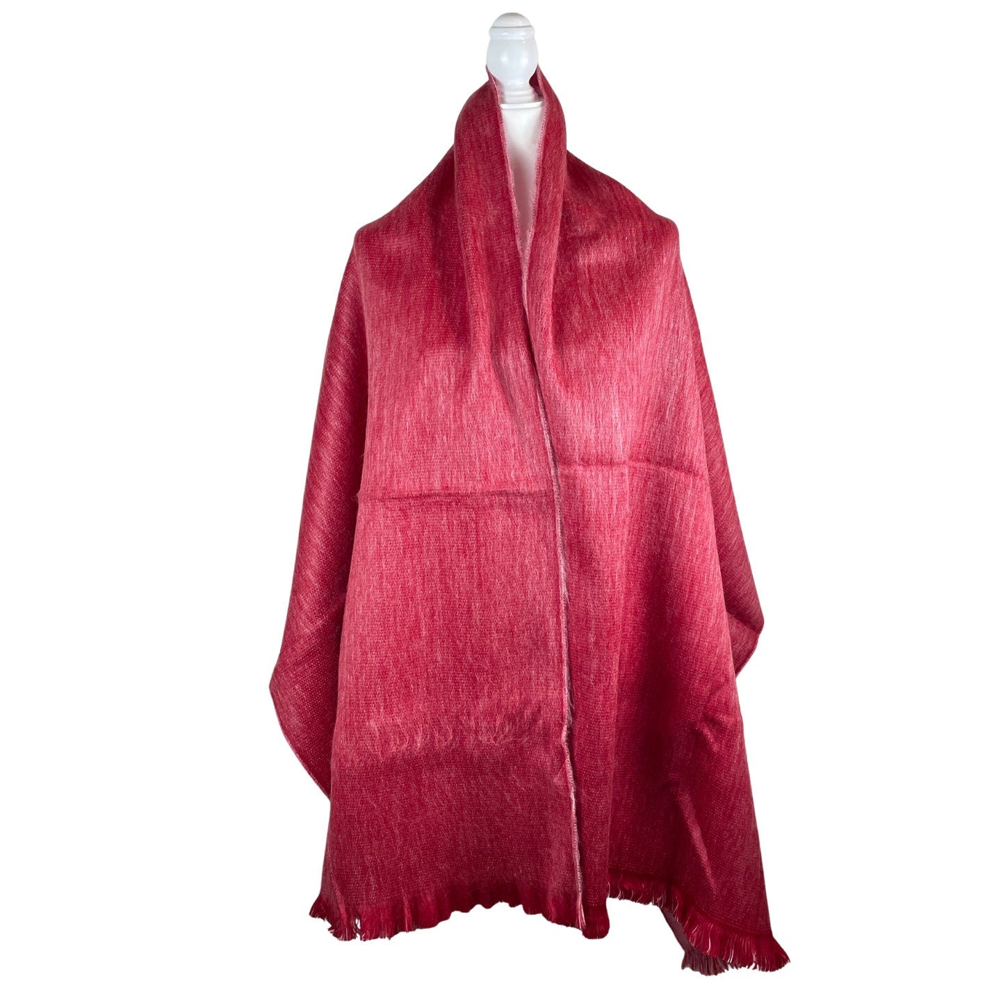 Reversible Chunky Extra Large Shawl | Bridal Cover Up Red Light Pink