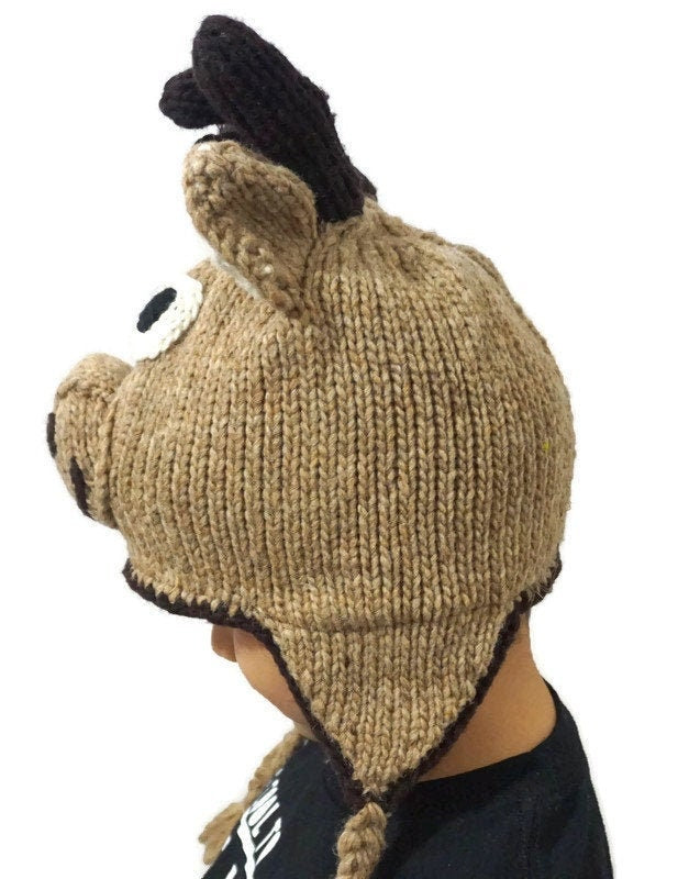 Moose Fleece Beanie Hat for Kids and Adults