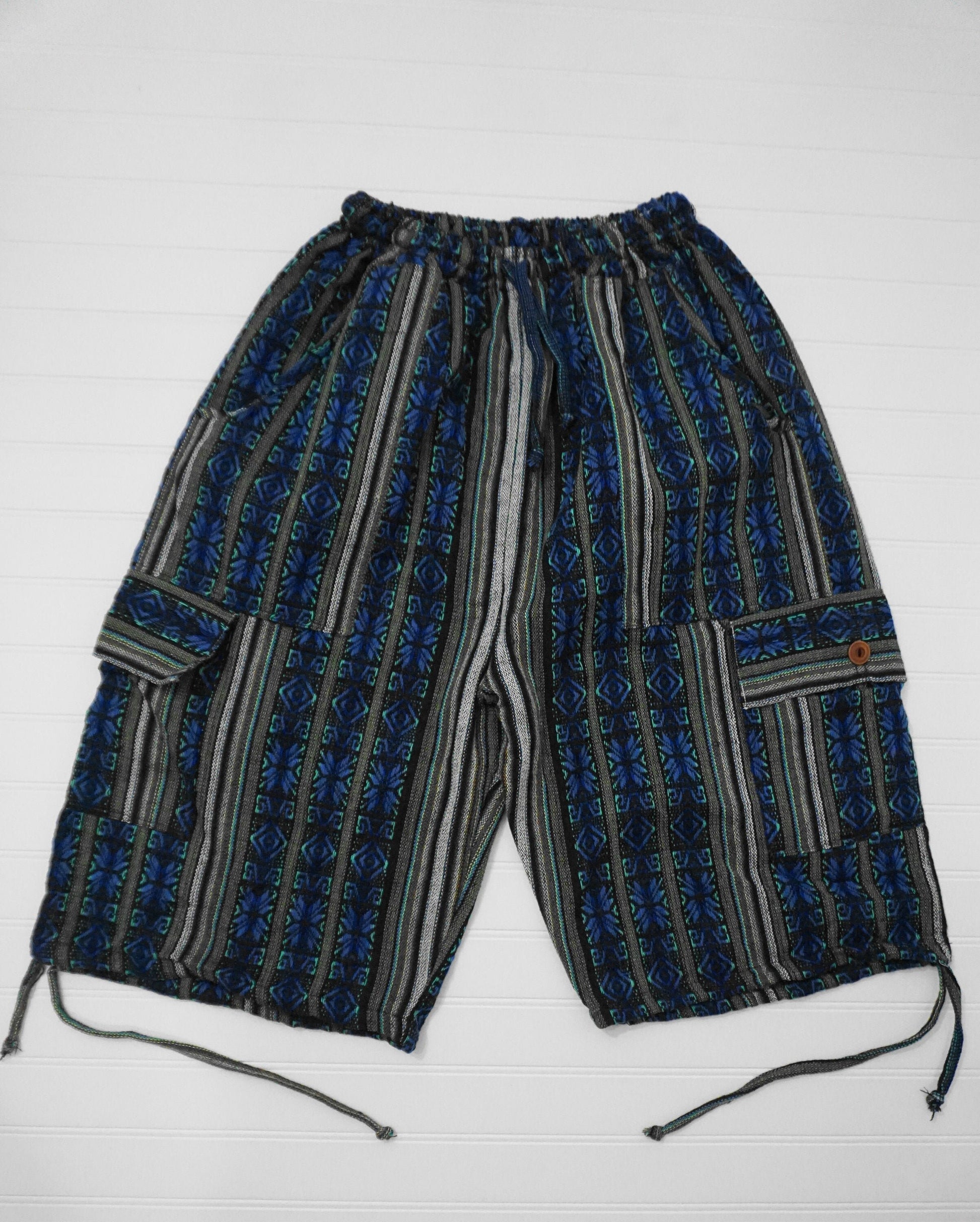 Shorts Size M | Boho Clothing | Blue Turquoise | Lounge Wear Shorts for Women or Men | Cargo Shorts | Father's Day Gift