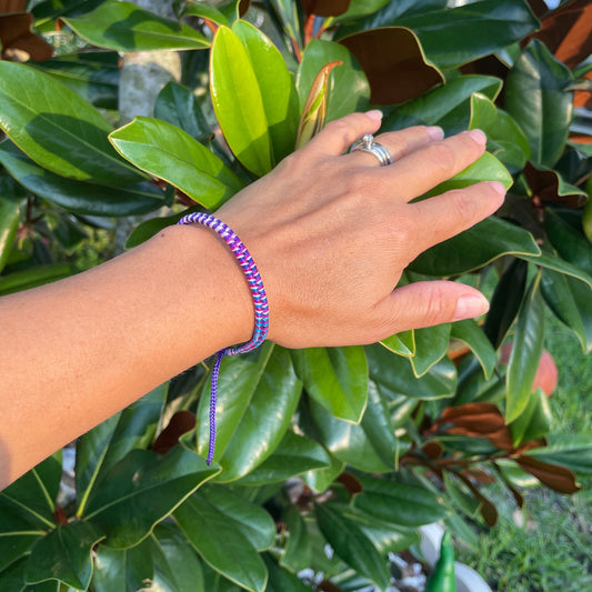 Adjustable Boho Friendship Bracelet |  White Purple