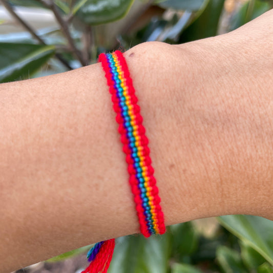 Adjustable Woven Pride LGBT String Friendship Bracelet