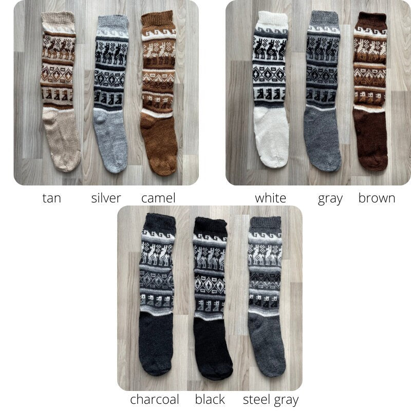 Warm Soft Winter Socks | Long Boot Socks | Natural Colors | Size 6-8 US Adult