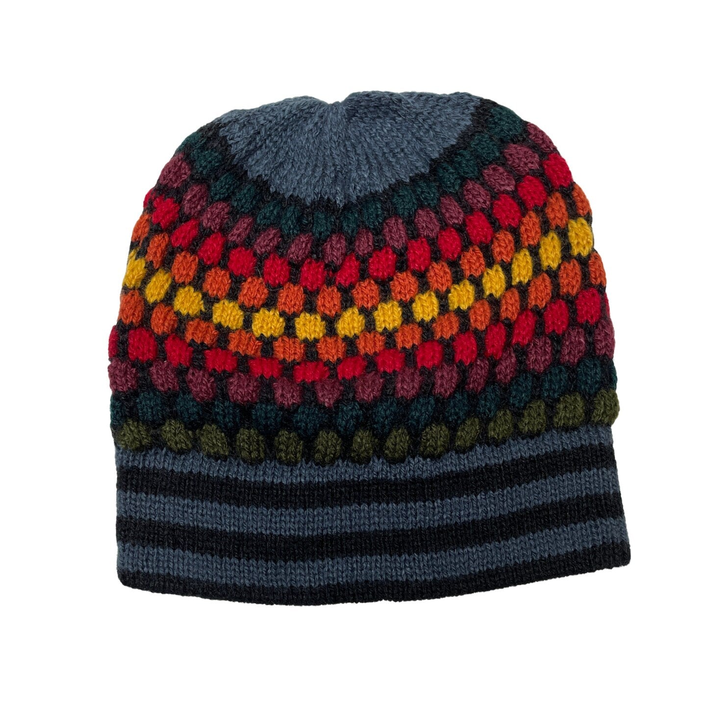 Colorful Knitted Alpaca Beanie Hat One Size