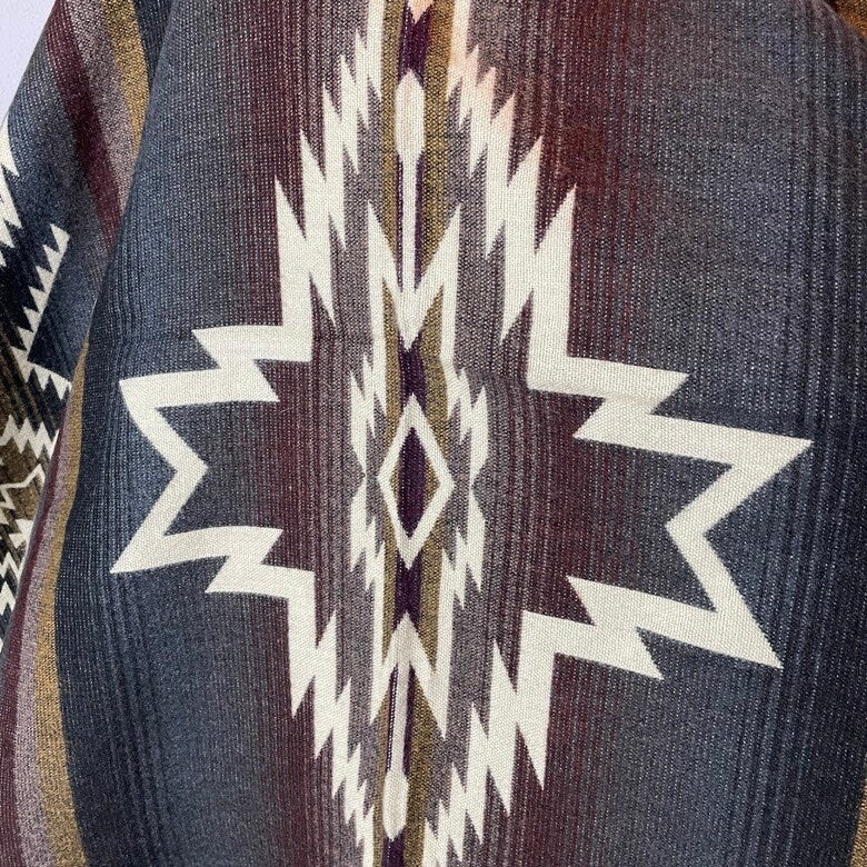 Unisex Hooded Alpaca Poncho | Wool Poncho Women | Hippie Cape | Mens Poncho Hoodie | Dark Brown Beige