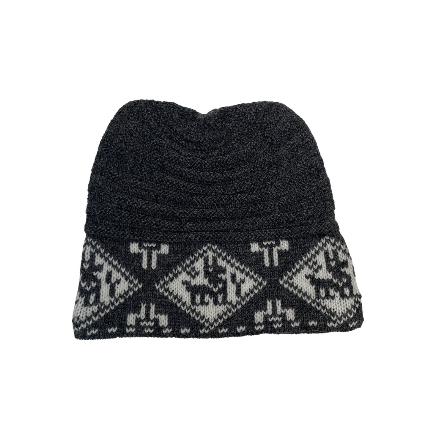 Knitted Alpaca Beanie Hat | Black & Gray Colors