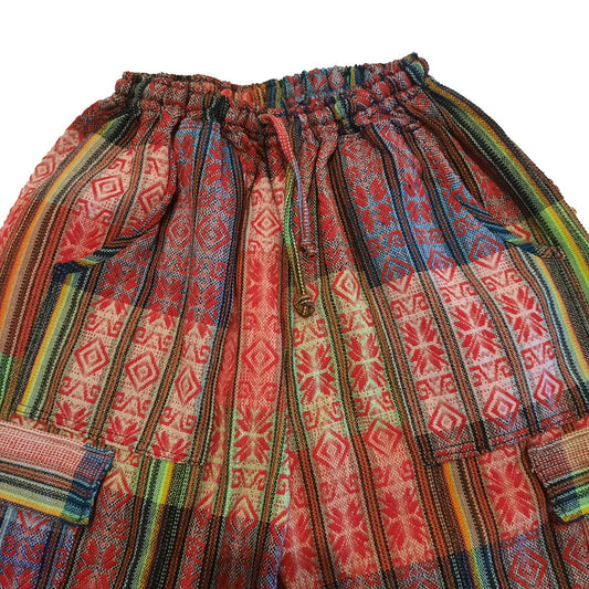 Hippie Shorts Size L | Red Colorful | Lounge Wear | Comfy Clothes | Mother's Day Gift
