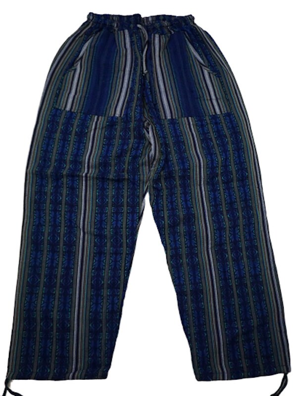 Woven Boho Pants Size XL | Hippie Pants | Tribal Pants | Blue Turquoise Unisex Pants | Father's Day Gift