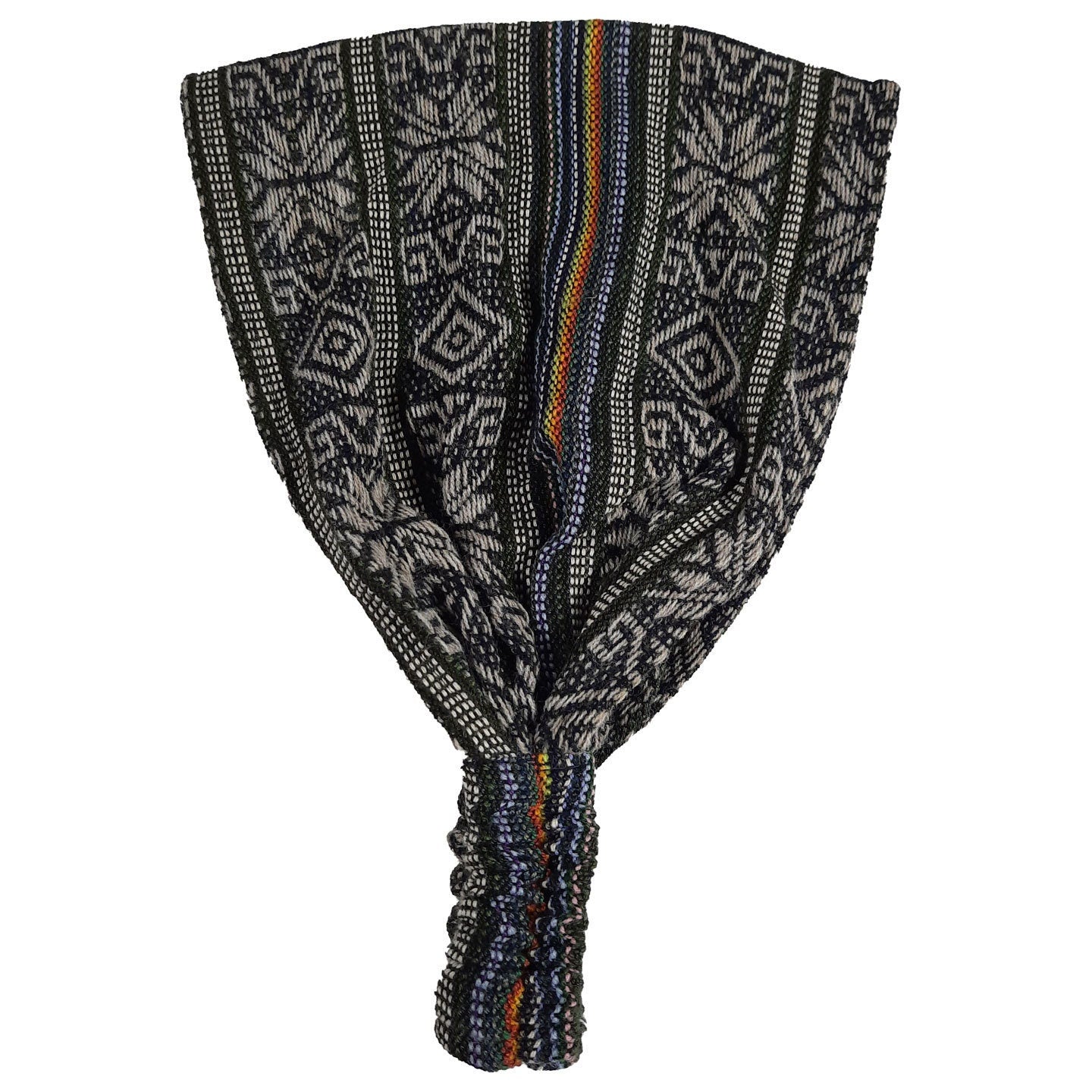 Wide Stretchy Hippie Headwrap | Black Gray Colorful